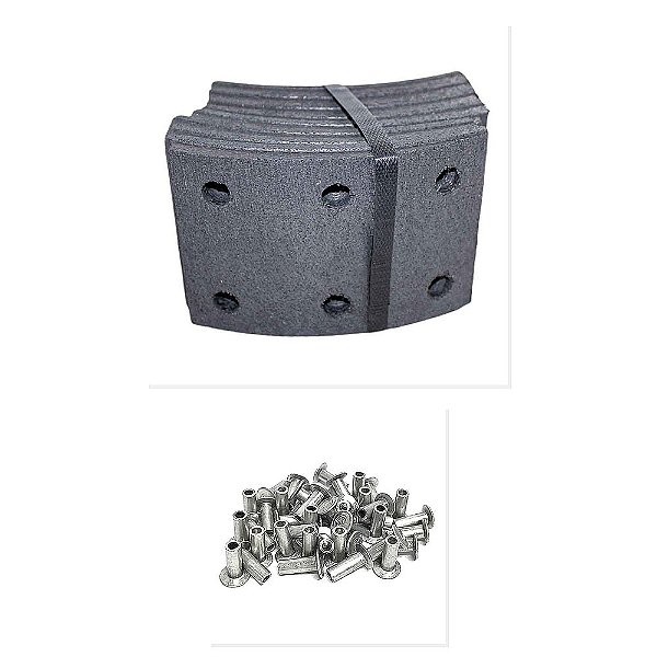 Kit Lona Freio Dianteiro Traseiro Rebite Aluminio VW Cargo 814 815 e Outros
