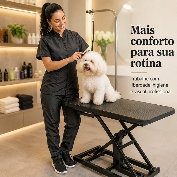 Conjunto Tosador Feminino Jaleco e Calça Anti-Pelo