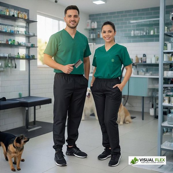 Calça Profissional Banho e Tosa Unissex Preto - Calça Anti-Pelo