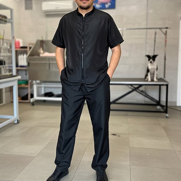 Conjunto Tosador Masculino Jaleco e Calça Anti-Pelo
