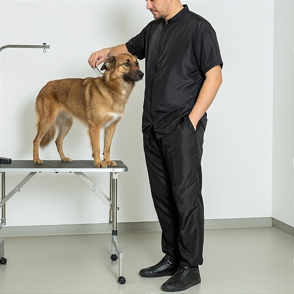 Conjunto Tosador Masculino Jaleco e Calça Anti-Pelo