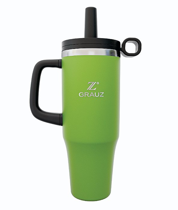 COPO TÉRMICO GRAUZ VERDE 1,18L COM TAMPA E CANUDO