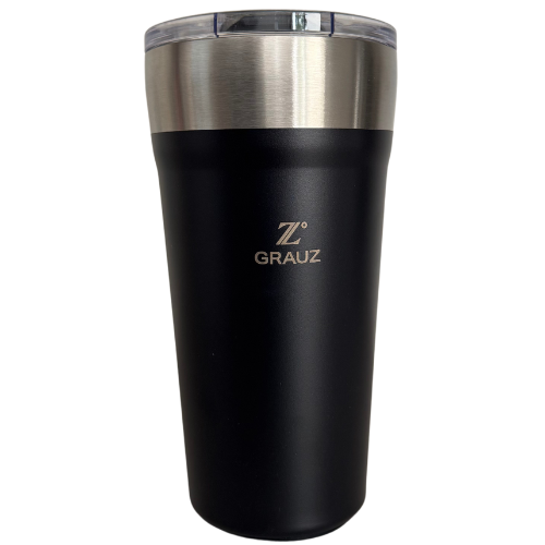 COPO TÉRMICO GRAUZ PRETO 500 ML COM TAMPA E CANUDO