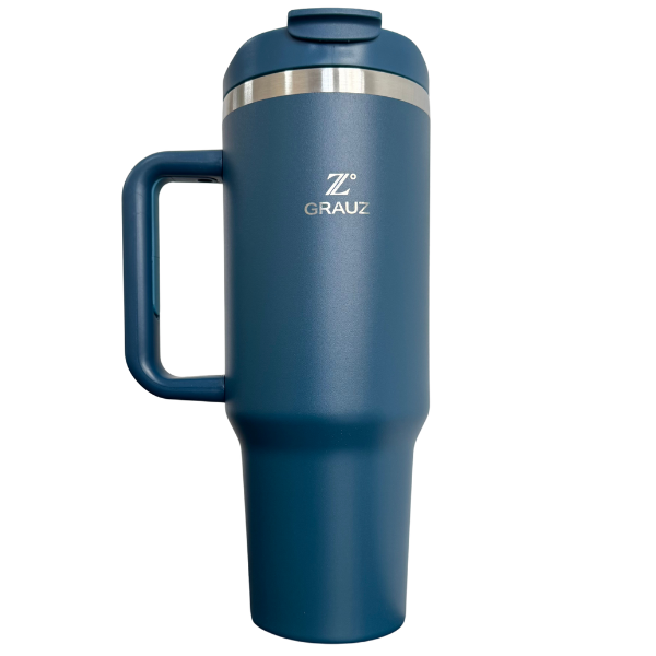COPO TÉRMICO GRAUZ AZUL MARINHO 1,2 L COM TAMPA E CANUDO