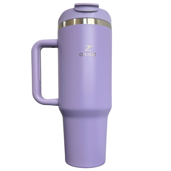 COPO TÉRMICO GRAUZ LILÁS 1,2 L COM TAMPA E CANUDO