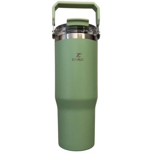 COPO TÉRMICO GRAUZ VERDE CLARO 900ml COM TAMPA E CANUDO DOBRÁVEL