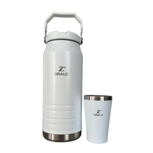 GALÃO TÉRMICO GRAUZ BRANCO 1,6 L COM TAMPA E CANUDO