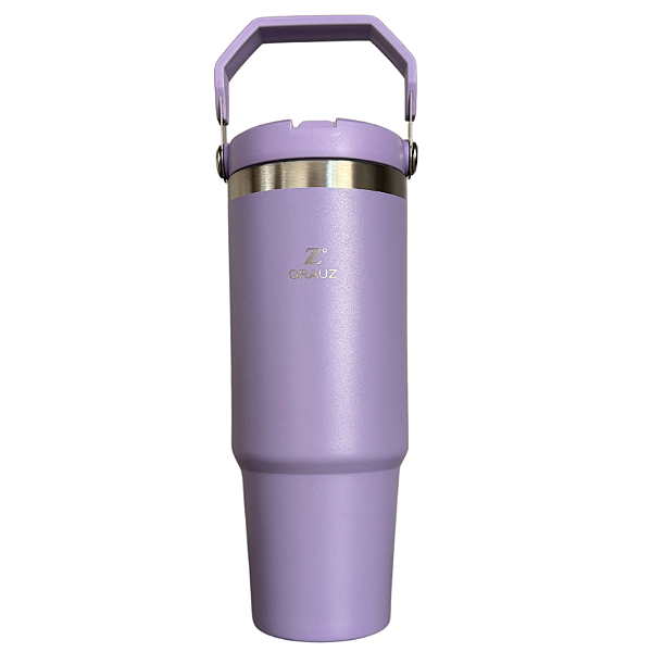 COPO TÉRMICO GRAUZ LILÁS 900ml COM TAMPA E CANUDO DOBRÁVEL