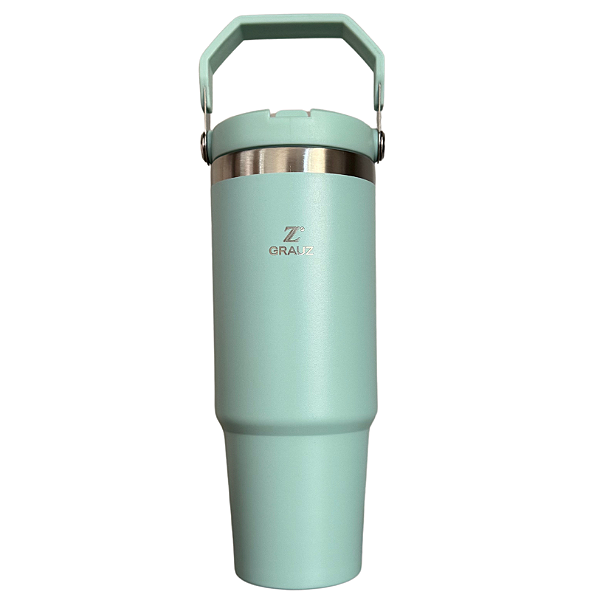 COPO TÉRMICO GRAUZ MENTA 900ml COM TAMPA E CANUDO DOBRÁVEL