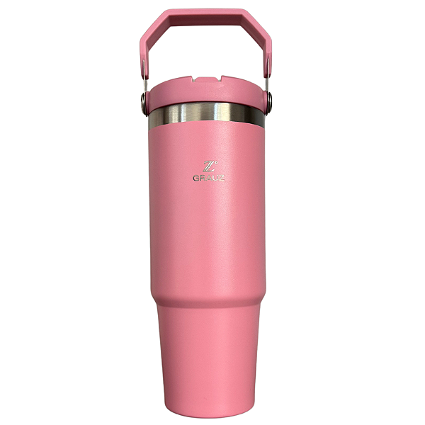 COPO TÉRMICO GRAUZ ROSA BARBIE 900ml COM TAMPA E CANUDO DOBRÁVEL