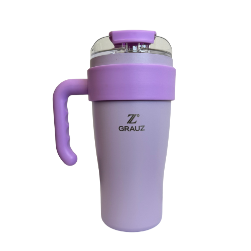COPO TÉRMICO GRAUZ LILÁS 800 ML COM TAMPA E CANUDO