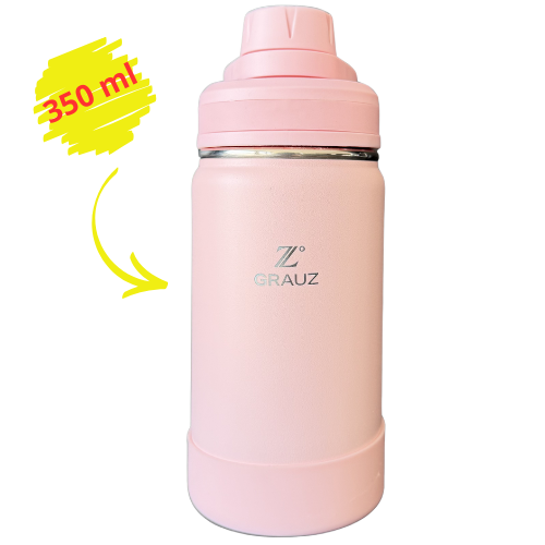 GARRAFA TÉRMICA ROSA GRAUZ 350 ML COM TAMPA