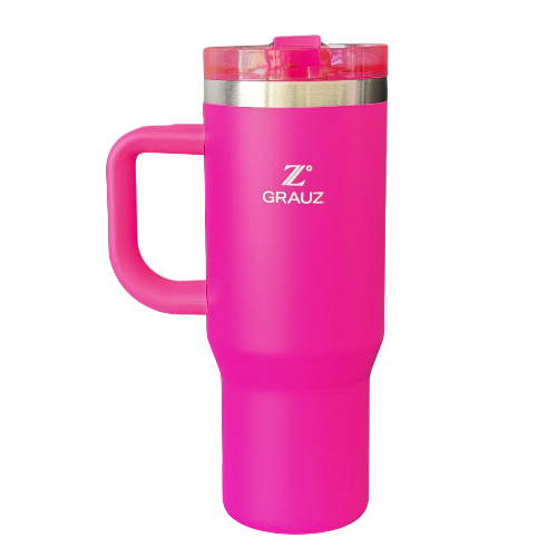 NOVO - COPO TÉRMICO GRAUZ ROSA PINK 900ml COM TAMPA E CANUDO DOBRÁVEL