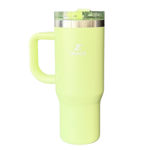 NOVO - COPO TÉRMICO GRAUZ VERDE 900ml COM TAMPA E CANUDO DOBRÁVEL