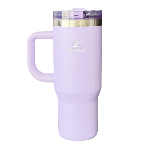 NOVO - COPO TÉRMICO GRAUZ LILÁS 900ml COM TAMPA E CANUDO DOBRÁVEL