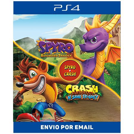 Pacote de jogo Spyro + Crash Remastered - Ps4 Digital