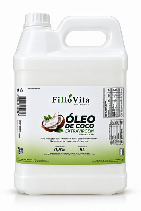 Óleo De Coco Extra Virgem (puro) 5 Litros - Prensado A Frio