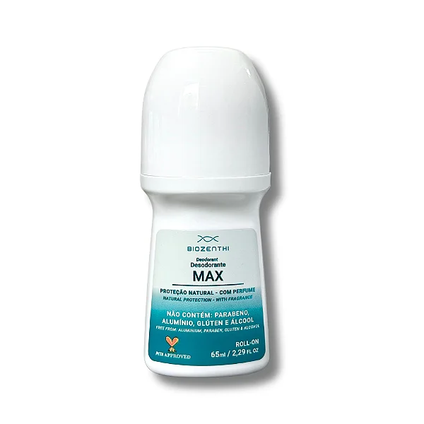 DESODORANTE ROLL-ON NATURAL MAX - sem alumínio, álcool, metais pesados, parabenos, triclosan e glúten - 65ml
