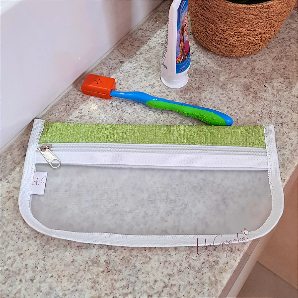 Necessaire higiene - Porta escova de dente- verde branco -  lilagonzalez_atelie