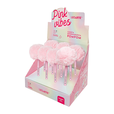 Caneta Esferográfica Pompom Pink Vibes LeoArte