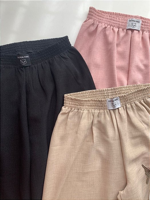 Calça pantalona Linho