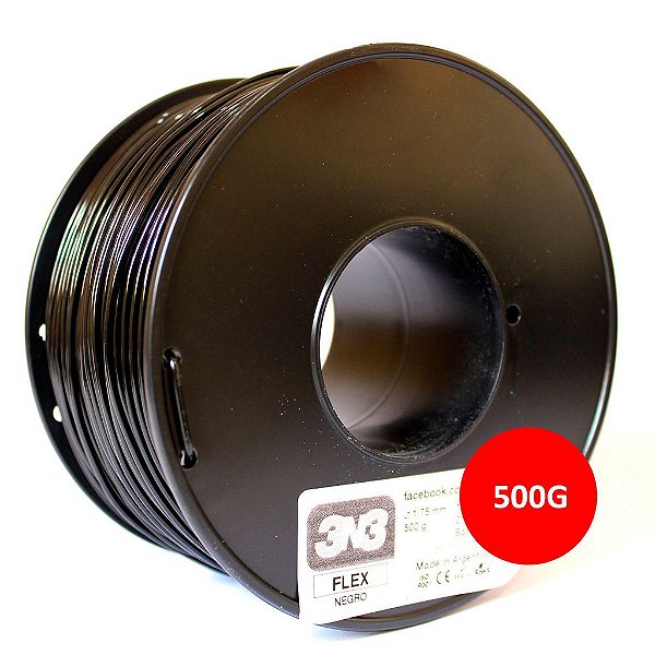 Filamento Flexível - 3N3 Preto 500g -  1.75mm