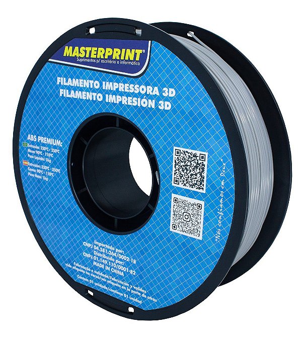 Filamento ABS - Masterprint Cinza 1kg - 1.75mm