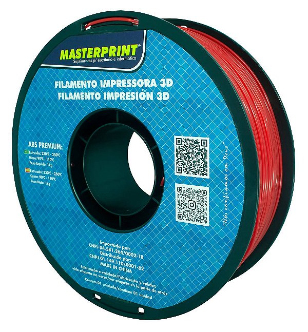 Filamento ABS - Masterprint Vermelho 1kg - 1.75mm