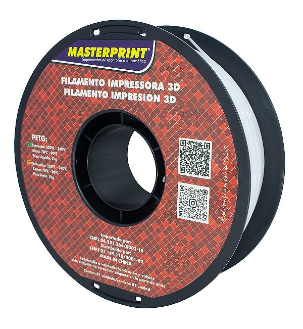 Filamento PETG - Masterprint Branco 1kg - 1.75mm