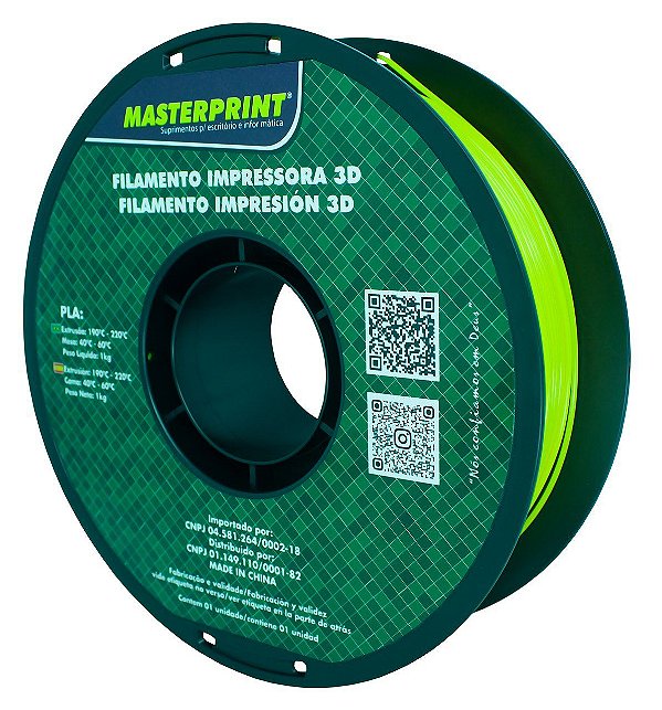 Filamento PLA - Masterprint Amarelo 1kg - 1.75mm