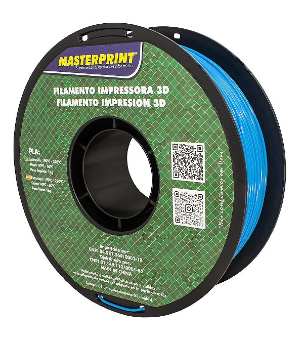 Filamento PLA - Masterprint Azul 1kg - 1.75mm