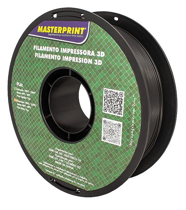 Filamento PLA - Masterprint Preto 1kg - 1.75mm
