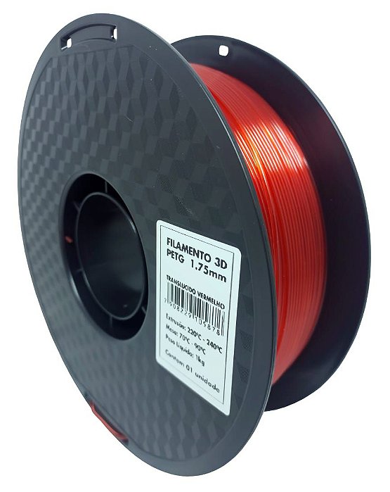Filamento PETG - Masterprint Transl. Vermelho 1kg - 1,75mm