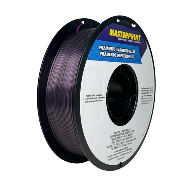 Filamento PLA Hyper Speed - Masterprint Silk Roxo/Preto 1kg - 1,75mm