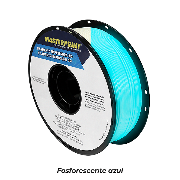 Filamento PLA Hyper Speed - Masterprint Fosforescente Natural/Azul 1kg - 1.75mm