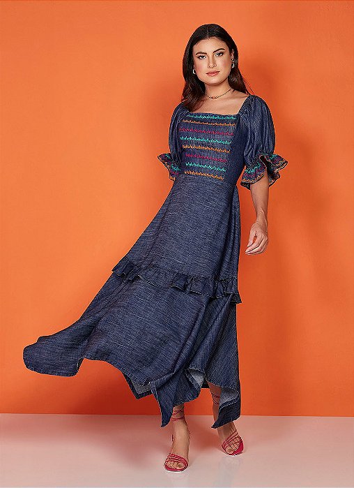 VESTIDO JEANS BORDADO 115CM 26871