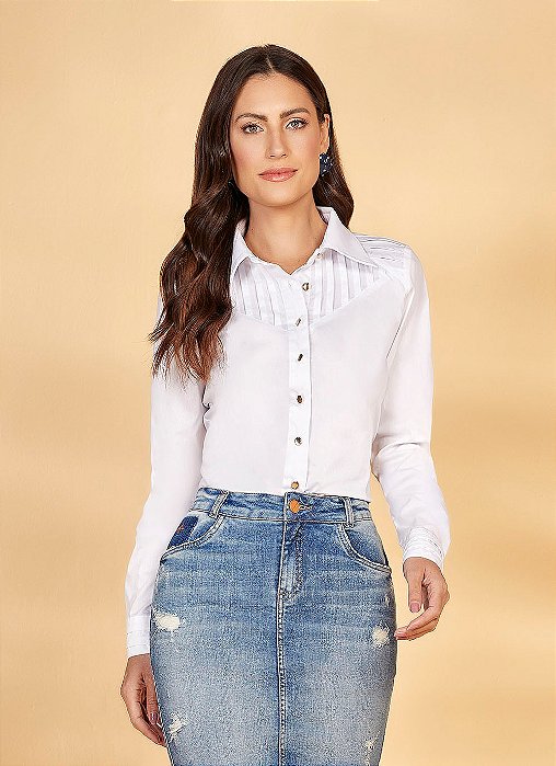 26890 CAMISA TRICOLINE BRANCA C/TOMAS