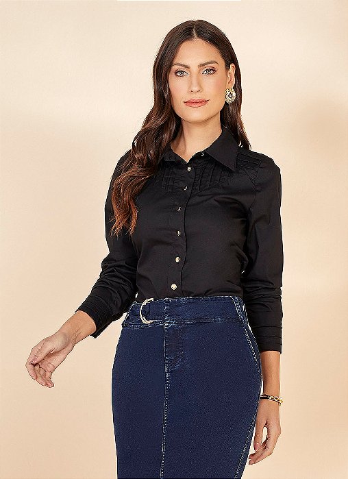 26890P CAMISA TRICOLINE PRETA C/TOMAS