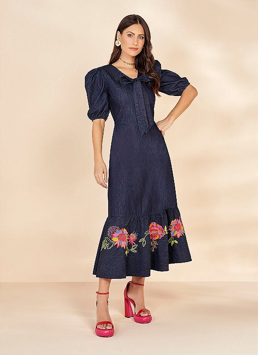 VESTIDO JEANS BORDADO 125CM 26991