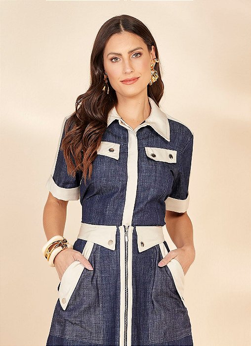 26922 CAMISA MC C/ MIX DE TECIDOS