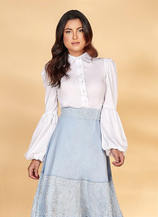 26933 CAMISA TRICOLINE BRANCA C/ PUNHO DE ELASTICO