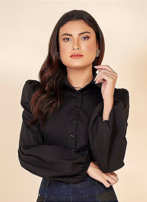 26933P CAMISA TRICOLINE PRETA C/ PUNHO DE ELASTICO