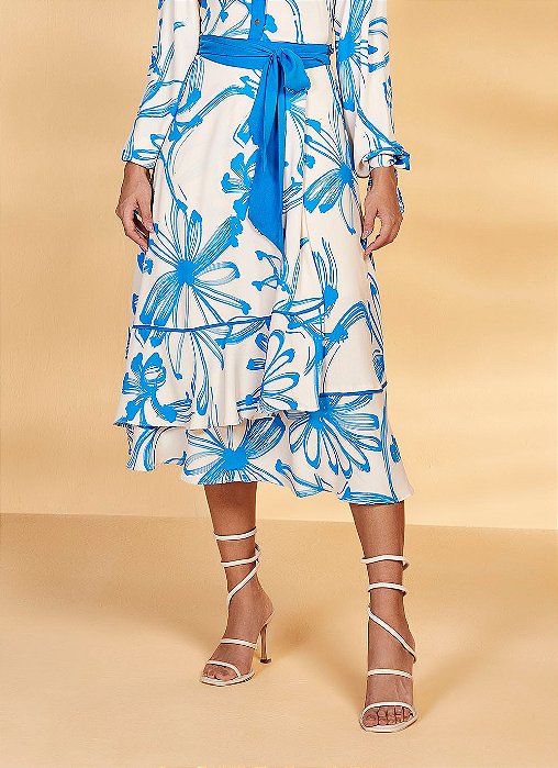 268521 SAIA CREPE EVASE C/ TRANSPASSE ESTAMPADA E VIVO AZUL 75CM