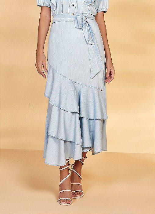 26937 SAIA JEANS EVASE C/ BABADOS 80CM