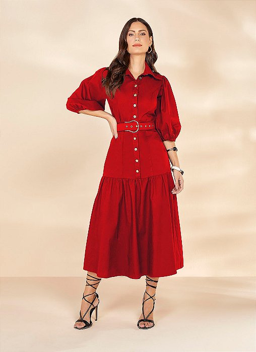 26600V VESTIDO TRICOLINE VERMELHO