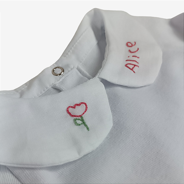 Body Infantil MC Bordado Gola Redonda (Nome + detalhe)