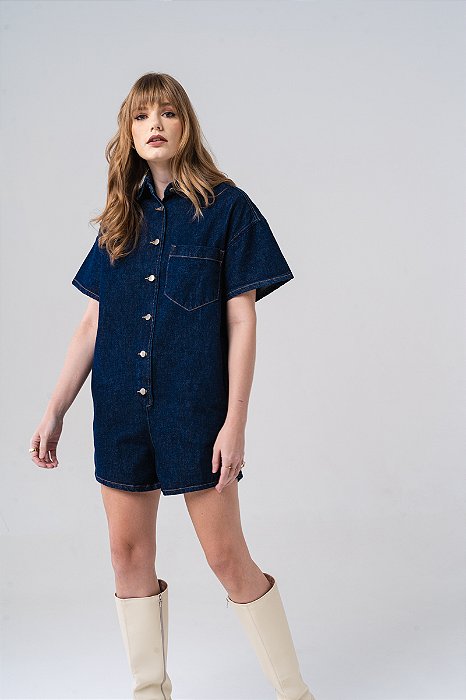 Macacão Jeans Amber - Navy