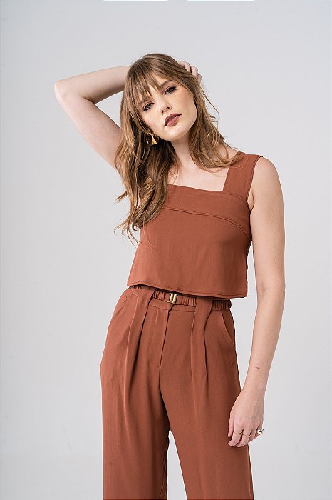 Blusa Mel Crepe - Terra