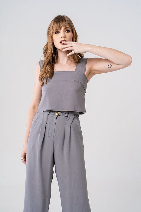Blusa Mel Crepe - Grafite