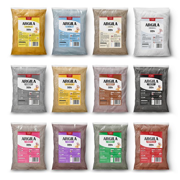 Argila 500g para máscara facial cores diversas
